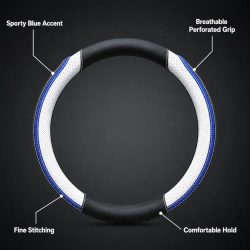 Car Steering Wheel Cover PU Leather Anti-Slip Protector White - Image 2
