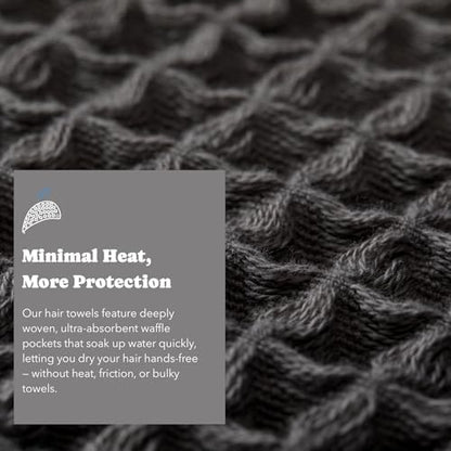 Luxury Organic Japanese Cotton Hair Drying Waffle Towel Wrap - Image 6