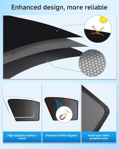 Car Window Shade for Toyota 4 Runner 2011-2023, 4 Pack Magnetic Mesh Sun Shades - Image 5