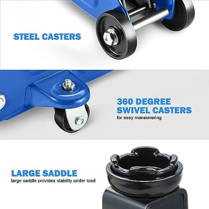 DNA Motoring 1.5 Ton Car Floor Jack Low Profile Hydraulic Trolley Service/Floor - Image 4