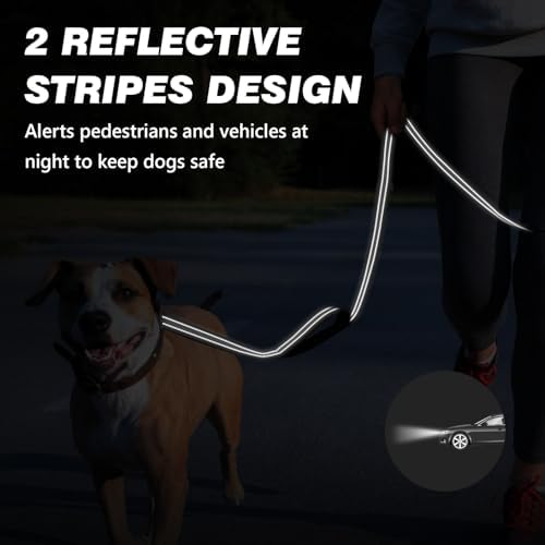 Double Handle Dog Leash with Poop Bag Holder and Car Seat Belt Buckle - Image 6