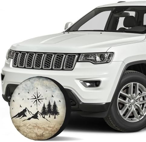 Nature Mountain Land Spare Tire Cover Compass Wheel Covers 17 Inch - Image 3