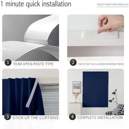 Portable Light Blocking Curtains Self-Stick Design, Removable Adhesive Window - Image 3