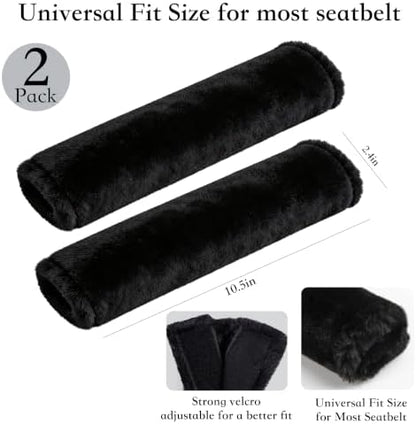Amooca 2-Pack Soft Furry Universal Seatbelt Cover Car Shoulder Pad - Image 4