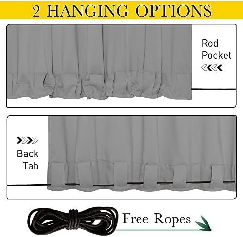 NICETOWN Weighted Curtains for Patio Waterproof W66xL84 Silver Grey - Image 2
