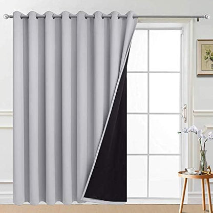 Yakamok Light Grey Blackout Patio Door Curtain Panels W100 x L96, 1 Panel by Yakamok