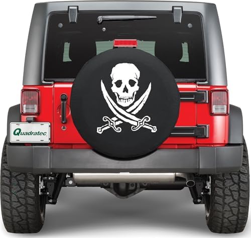 Quadratec Spare Tire Cover, Jolly Roger Distressed Pirate Skull by Quadratec