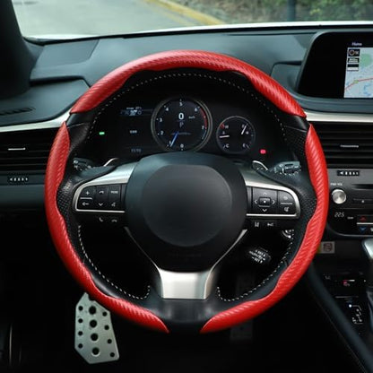 Amiss 3pcs Carbon Fiber Anti-Skid Steering Wheel Cover, Waterproof & Segmented - Image 6