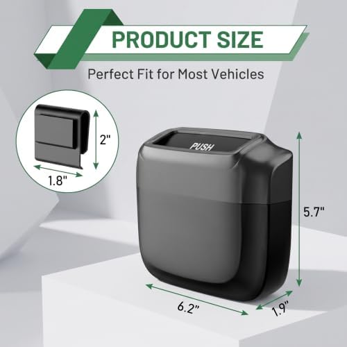 Car Trash Can with Lid, Waterproof Push to Open Garbage Bucket with 30 Trash - Image 2