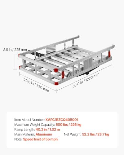 VEVOR Hitch Mount Wheelchair Carrier, 500LBS Mobility Scooter Carrier - Image 7