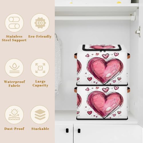 Pink Heart Storage Bins With Zipper Lid, Collapsible Trunk Organizer, Car - Image 2