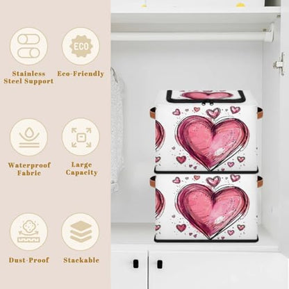 Pink Heart Storage Bins With Zipper Lid, Collapsible Trunk Organizer, Car - Image 2