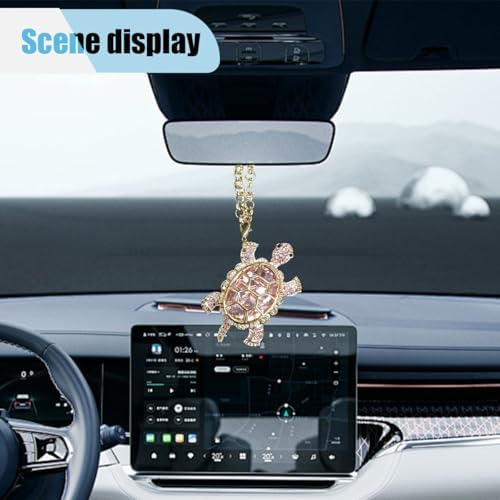 Crystal Diamond Turtle Car Pendant, Bling Funny Turtle Rear View Mirror Charm - Image 5