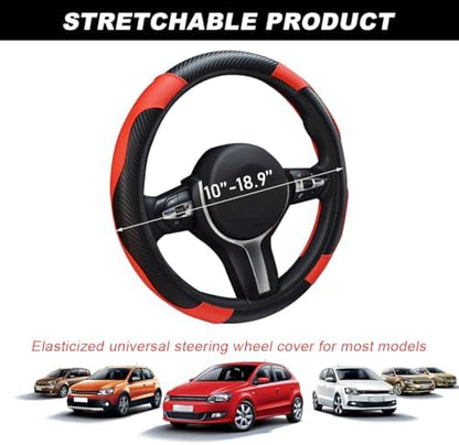 DXNQ Car Steering Wheel Cover, 15 Inch Carbon Fiber Leather Stitching Color - Image 2