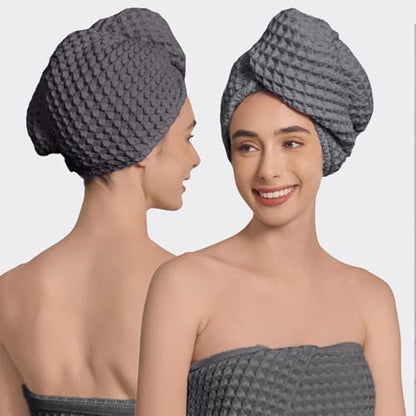 Luxury Organic Japanese Cotton Hair Drying Waffle Towel Wrap by KOSMU