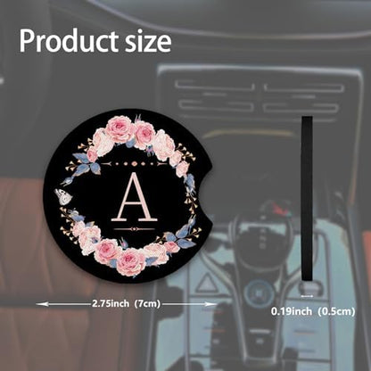 2pcs Letter A Car Coasters, Absorbent Universal neoprener Cup Holder Coasters - Image 4