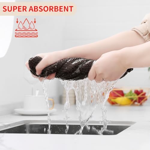Homaxy 100% Cotton Waffle Weave Kitchen Dish Cloths 8-Pack, Dark Brown - Image 3