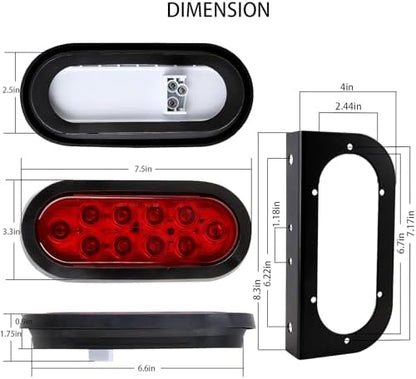 Partswcgg 6" Inch Oval Led Trailer Hitch Cargo Carrier Tail Lights Kit - Image 2