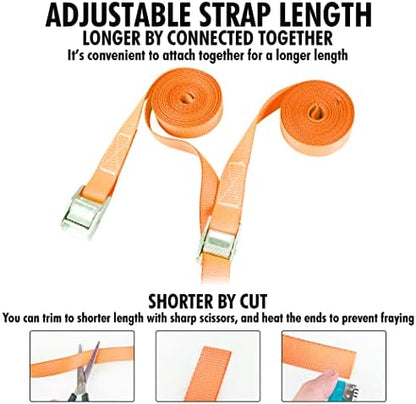 Cartman 1 in x 12 ft Lashing Straps, 10 Pack, 600 lb Break Strength - Image 5