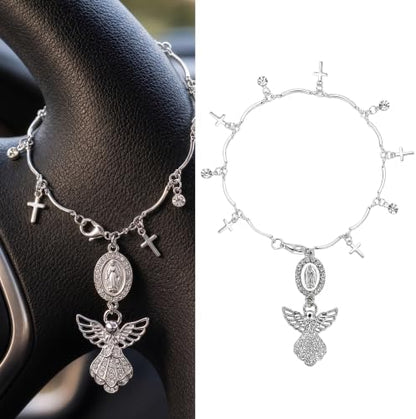 Virgin Mary Angel Tassel Car Charm, Rear View Mirror Pendant by CRASHOT