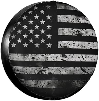 Black American Flag Tire Covers US Flags Pattern Tire Wheel Protector by MAGIFUN
