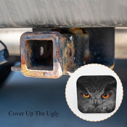 Owl Tow Hitch Covers Big Orange Evil Eyes Eagle Animal Head American Bird Black - Image 4