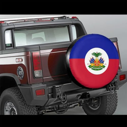 Haiti Flag Haitian National Flags Spare Tire Cover, Universal Waterproof & - Image 4
