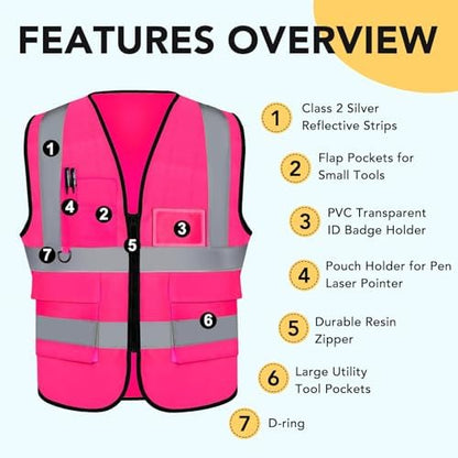 XPCARE Reflective Safety Vests For Women Men, High Visibility Security Vest - Image 2