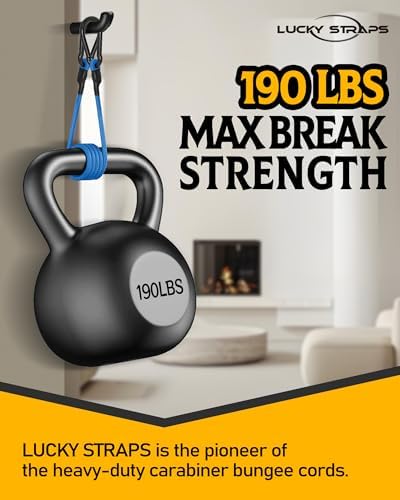 8 Pack 48" Carabiner Bungee Cords Heavy Duty Outdoor, 190 Lb Break Strength - Image 2