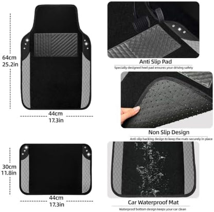 NBTEPEM 10 Pcs Bling Grey Car Floor Mats Set, Leather Grey Steering Wheel - Image 4