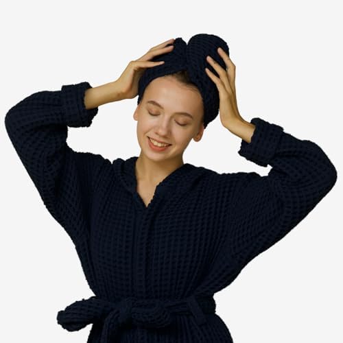 Luxury Organic Japanese Cotton Hair Drying Waffle Towel Wrap - Image 6