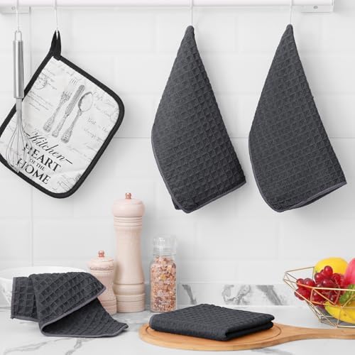 Homaxy Microfiber Kitchen Towels and Dishcloths Sets, 8 Pack, Dark Grey - Image 5