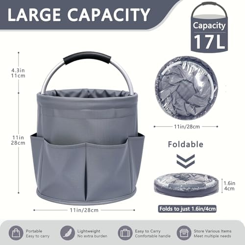 Portable Cleaning Caddy with Handle, Foldable Supply Organizer-dark Gray - Image 2