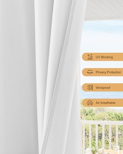 Outdoor Curtains for Patio Waterproof Rod Pocket 6 Pcs 54x84 Inch White - Image 4