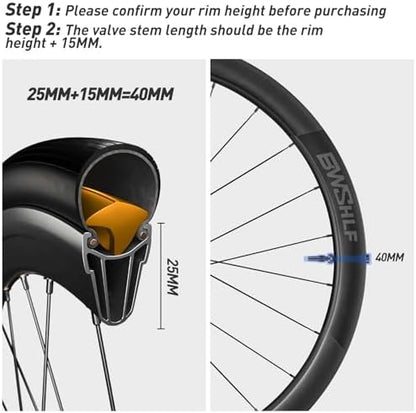 BWSHLF Tubeless Presta Valve Stem 40/44/55/60/65/70/80/100 mm, Super Light - Image 6