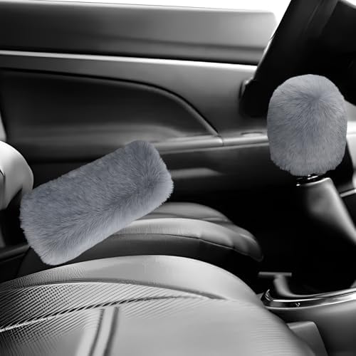 2PCS Fluffy Car Gear Shift Knob & Handbrake Cover, Comfortable Plush Shifter - Image 6