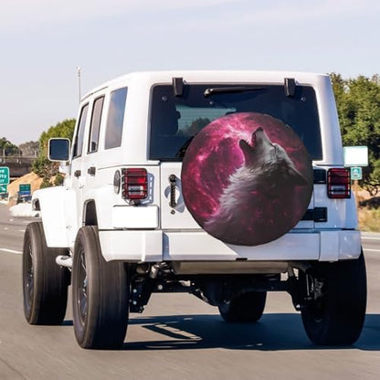 Pink Wolf Spare Tire Cover Dust-Proof Wheel Tire Cover Fit Trailer, SUV and - Image 3