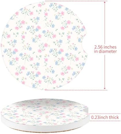 Vintage Flowers Car Coasters, Absorbent 2 Pack - Image 6