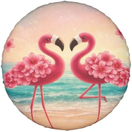 Spare Tire Cover，2 Flamingos On The Beach Camper Spare Tire Cover Waterproof - Image 7