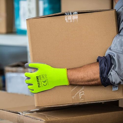 DULFINE Safety Work Gloves for Men 60 Pairs, Ultra-Thin PU Coated Yellow M - Image 3