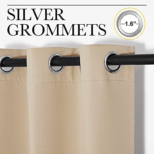 NICETOWN Room Darkening Grommet Panels 1 Pair 42 x 90-inch Biscotti Beige - Image 3