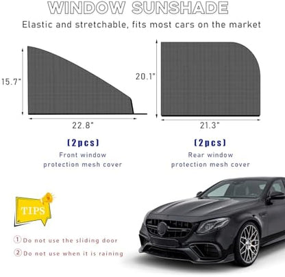 Ohleats 4PCS Car Window Shades, Heat & UV Block Mesh Cover - Image 2