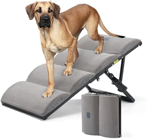 Veehoo Foldable Dog Ramp for Bed Couch Large Dogs, Adjustable 12-20'' High by Veehoo