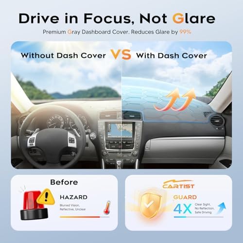 CARTIST Gray Dash Cover for 2006–2013 Lexus is 250 2nd Gen Dashboard Cover - Image 4