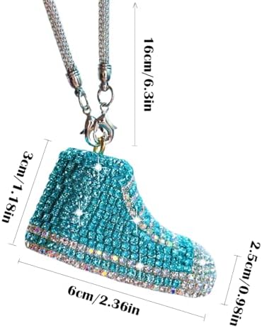 Bling Sneaker Shoe Sparkly Car Hanging Ornament, Cute Crystal Rear View Mirror - Image 2