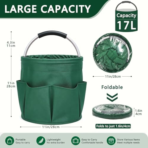 Portable Cleaning Caddy with Handle, Foldable Supply Organizer-dark green - Image 2