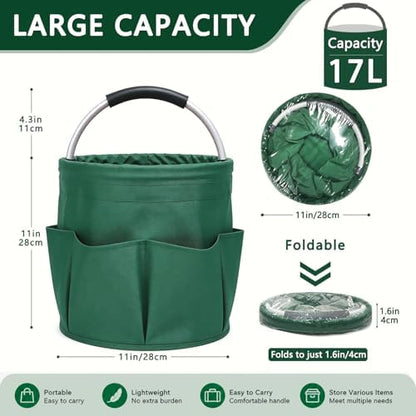 Portable Cleaning Caddy with Handle, Foldable Supply Organizer-dark green - Image 2