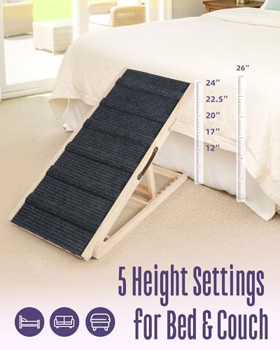 Wide Dog Ramp for Bed & Couch, Adjustable Pine Ramp for Large Dogs - Image 5