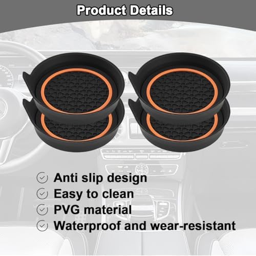 HZEL Car Cup Holder Coasters, Recessed Automotive Drink Mat Decoration - Image 3