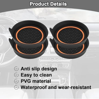 HZEL Car Cup Holder Coasters, Recessed Automotive Drink Mat Decoration - Image 3
